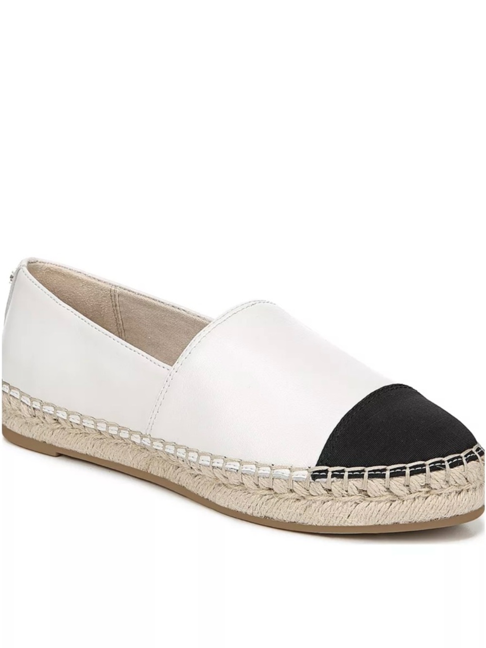Sam Edelman Krissy Cap Toe Espadrilles Size 8 White Black Leather Slip On Flats